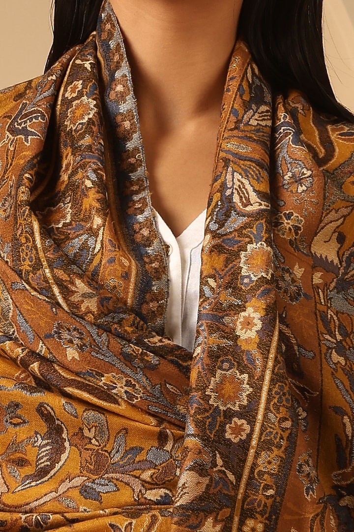 Mustard Cashmere Fine Wool Stole by DUSALA  ACCESSORIES at Pernia's Pop Up Shop
