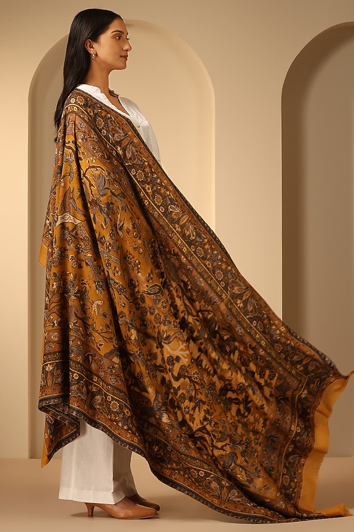 Mustard Cashmere Fine Wool Stole by DUSALA  ACCESSORIES at Pernia's Pop Up Shop