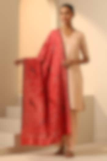 Red Cashmere Fine Wool Stole by DUSALA  ACCESSORIES at Pernia's Pop Up Shop