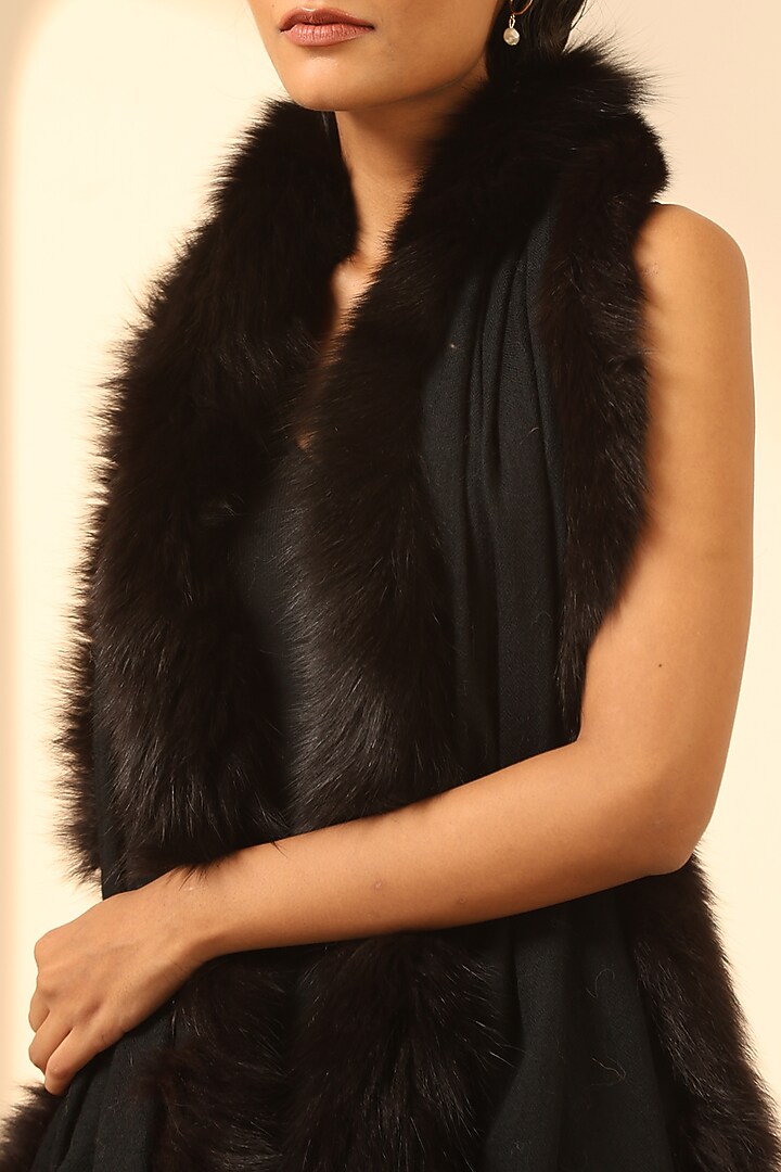 Black Cashmere Fine Wool Stole by DUSALA  ACCESSORIES at Pernia's Pop Up Shop