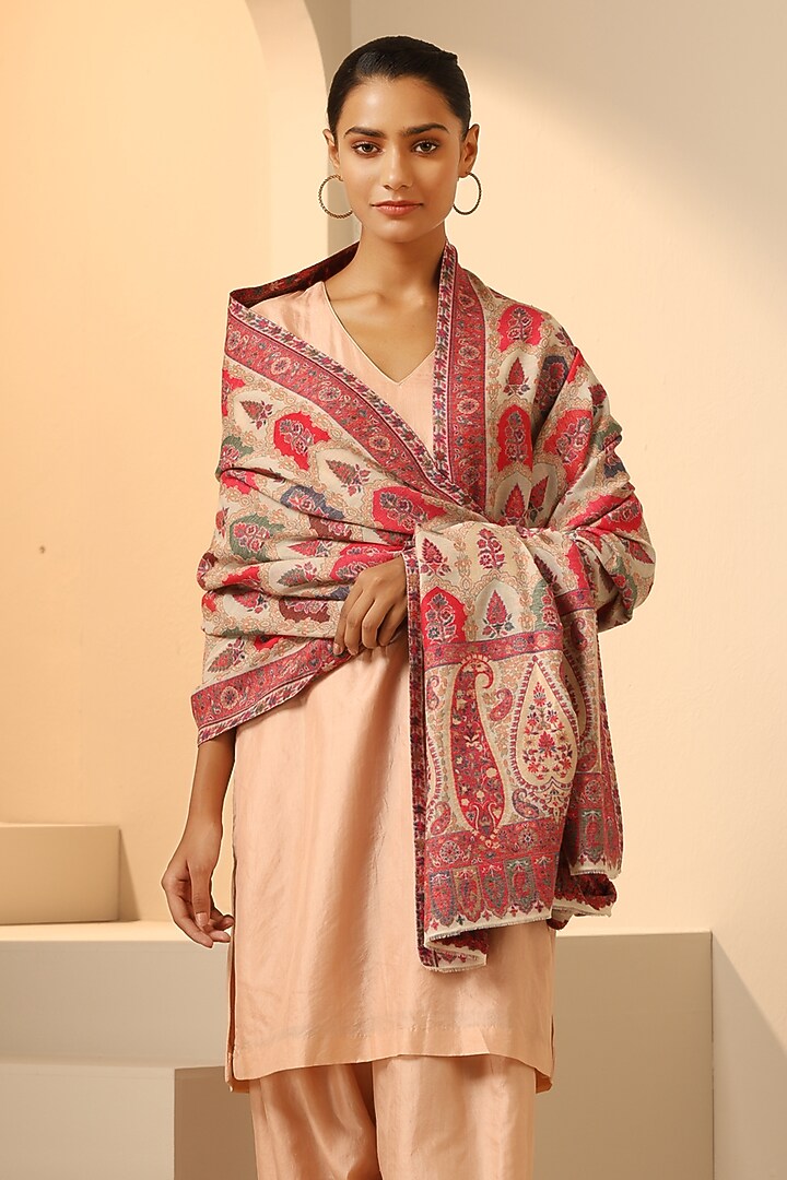 White Cashmere Fine Wool Stole by DUSALA  ACCESSORIES at Pernia's Pop Up Shop