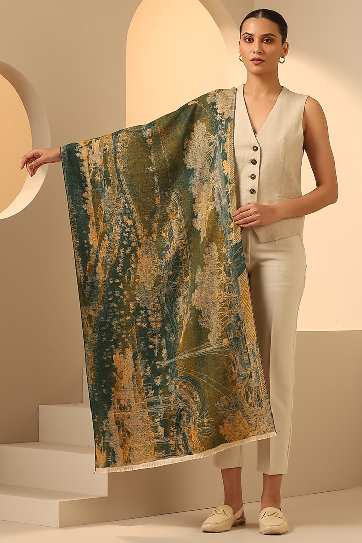 Yellow Vegan Cashmere Woven Stole by DUSALA  ACCESSORIES at Pernia's Pop Up Shop