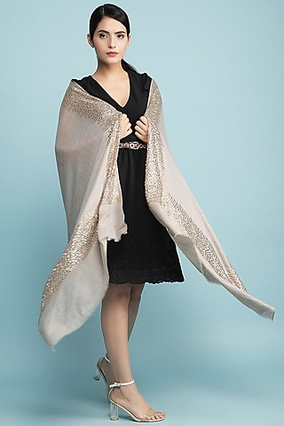 Grey Pashmina Blend Stole by DUSALA  ACCESSORIES