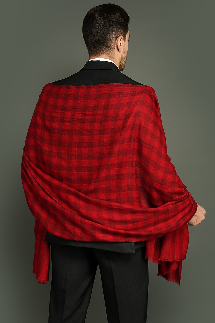 Red Cashmere Fine Wool Stole by Dusala Men at Pernia's Pop Up Shop
