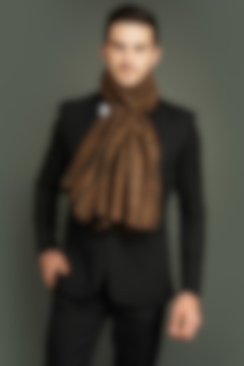 Brown Checkered Handwoven Shawl by Dusala Men at Pernia's Pop Up Shop