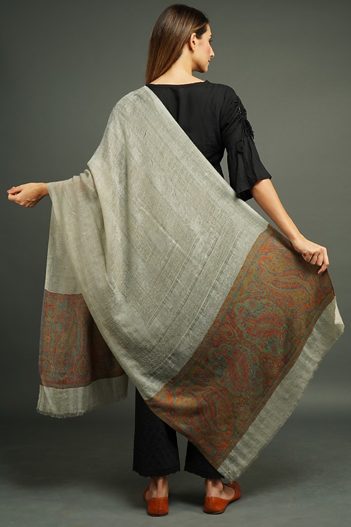 Grey Cashmere Fine Wool Stole by DUSALA ACCESSORIES at Pernia's Pop Up Shop