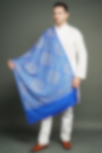 Blue Pashmina Handwoven Shawl by Dusala Men at Pernia's Pop Up Shop