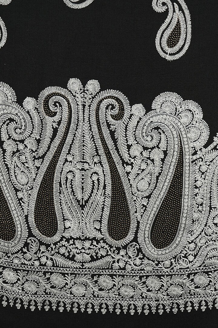 Black Embroidered Shawl by DUSALA ACCESSORIES at Pernia's Pop Up Shop