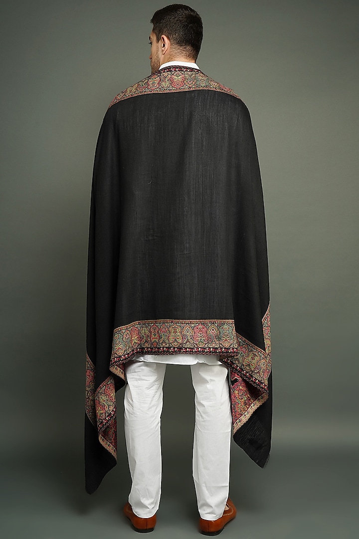 Black Pashmina Wool Shawl by Dusala Men at Pernia's Pop Up Shop