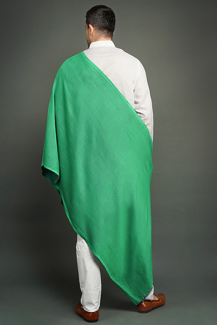 Green Pashmina Blend Stole by Dusala Men at Pernia's Pop Up Shop