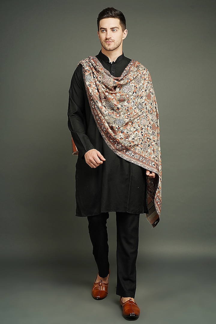 Multi-Colored Cashmere Fine Wool Stole by Dusala Men