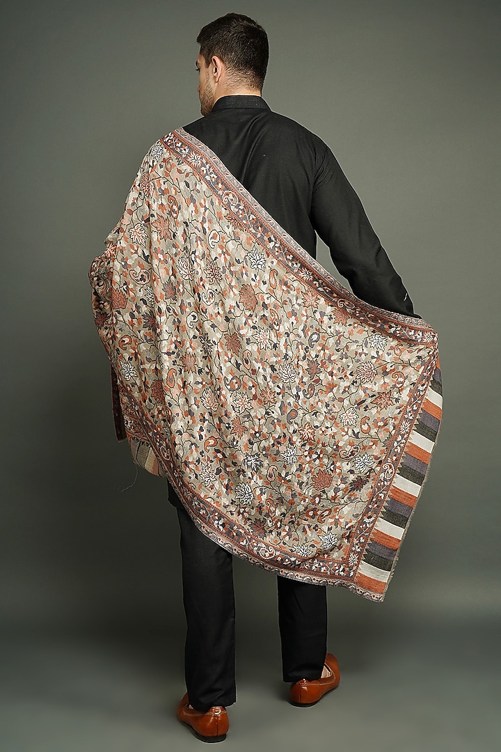 Multi-Colored Cashmere Fine Wool Stole by Dusala Men at Pernia's Pop Up Shop