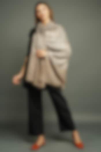 Grey Stole With Resham Work by DUSALA ACCESSORIES at Pernia's Pop Up Shop