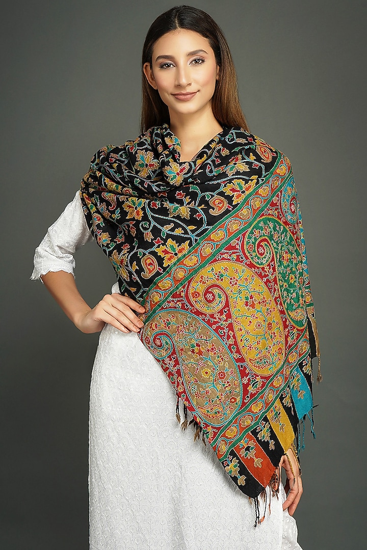 Multi-Colored Kalamkari Stole by DUSALA ACCESSORIES at Pernia's Pop Up Shop