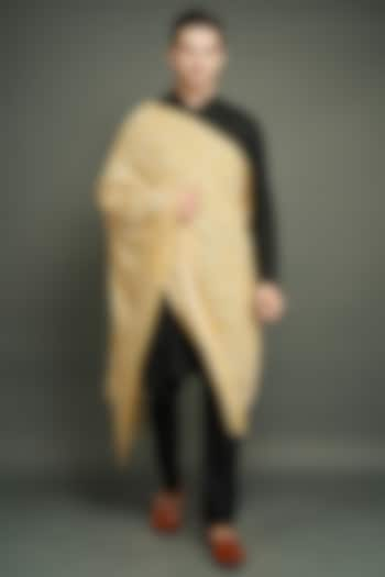 Yellow Cashmere Fine Wool Stole by Dusala Men