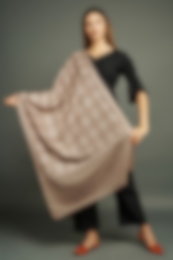 Grey Hand Embroidered Stole by DUSALA ACCESSORIES at Pernia's Pop Up Shop