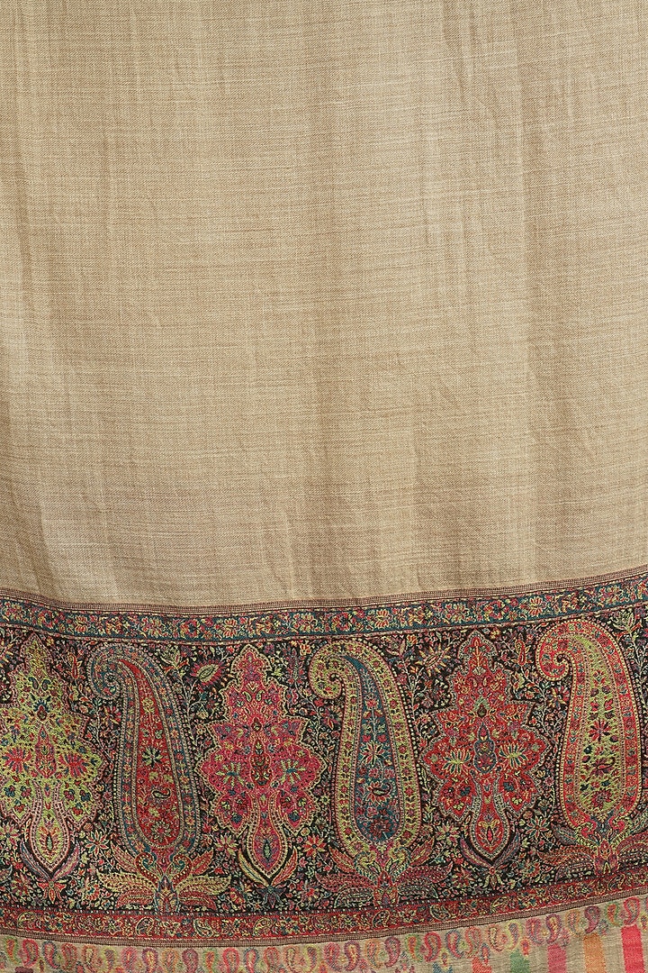 Beige Pashmina Wool Shawl by DUSALA ACCESSORIES at Pernia's Pop Up Shop