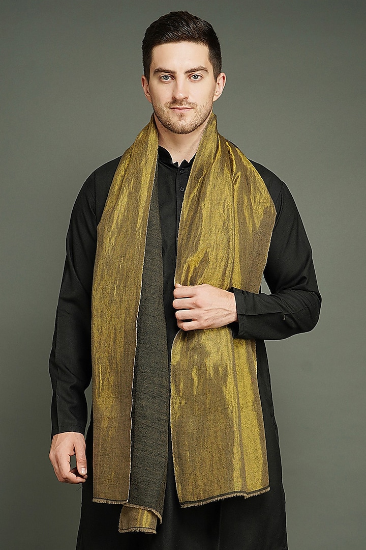 Golden Pashmina Reversible Shawl  by Dusala Men at Pernia's Pop Up Shop