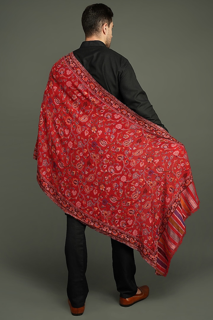 Red Stole With Kani Weave by Dusala Men at Pernia's Pop Up Shop