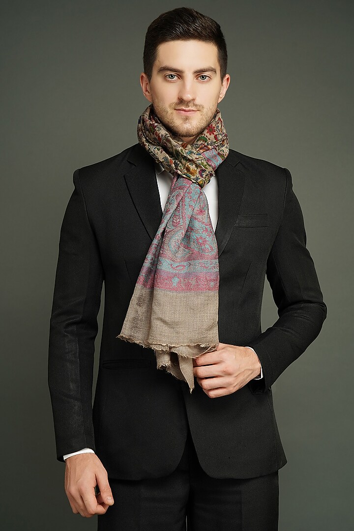 Multi-Colored Kalamkari Printed Stole by Dusala Men at Pernia's Pop Up Shop
