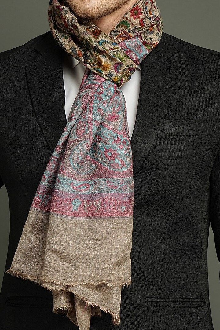 Multi-Colored Kalamkari Printed Stole by Dusala Men at Pernia's Pop Up Shop