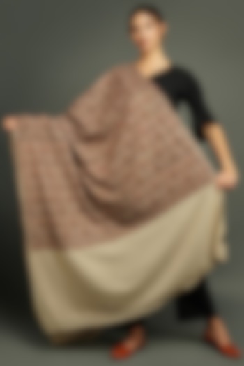 Beige Pashmina Wool Shawl by DUSALA  ACCESSORIES at Pernia's Pop Up Shop