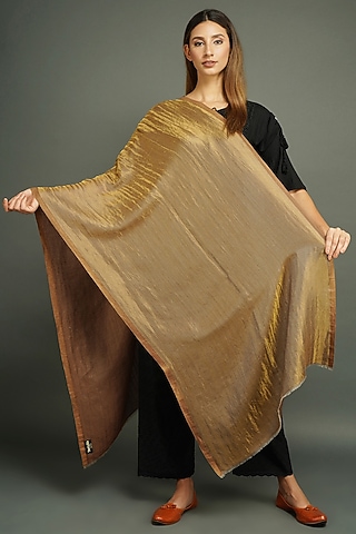 Gold Pashmina Handwoven Stole by DUSALA  ACCESSORIES
