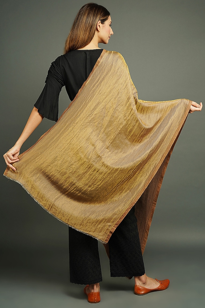 Gold Pashmina Handwoven Stole by DUSALA  ACCESSORIES at Pernia's Pop Up Shop