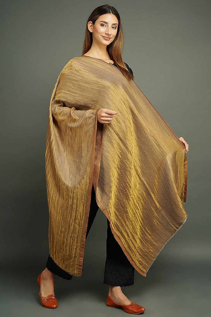 Gold Pashmina Handwoven Stole by DUSALA  ACCESSORIES at Pernia's Pop Up Shop