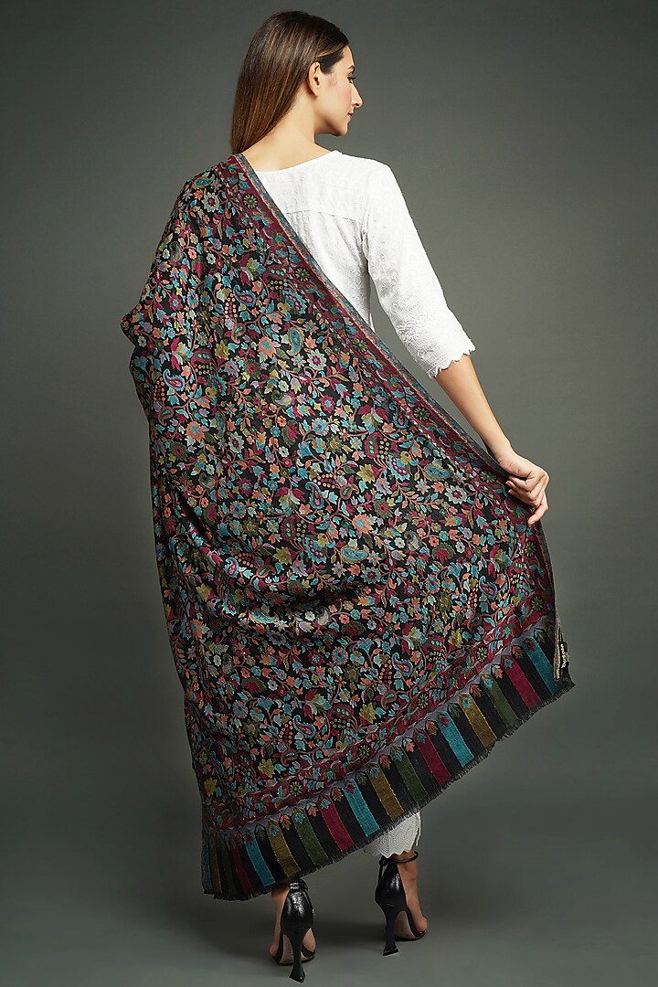 Black Cashmere Fine Wool Shawl by DUSALA ACCESSORIES at Pernia's Pop Up Shop