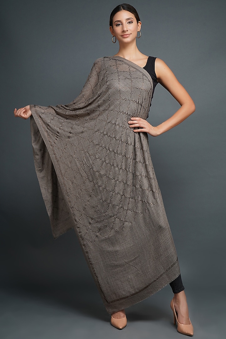 Grey Handmade Stole by DUSALA ACCESSORIES at Pernia's Pop Up Shop