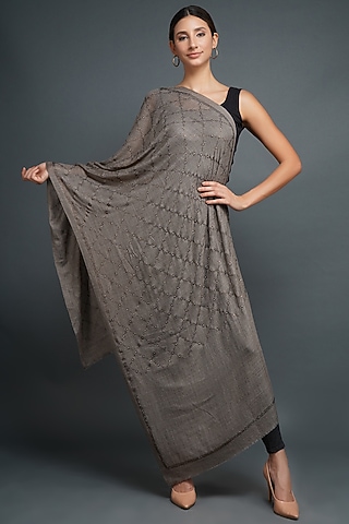 Grey Handmade Stole by DUSALA  ACCESSORIES