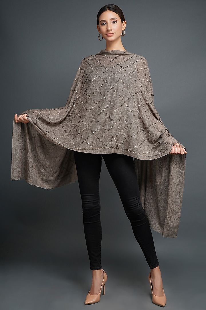 Grey Handmade Stole by DUSALA  ACCESSORIES at Pernia's Pop Up Shop