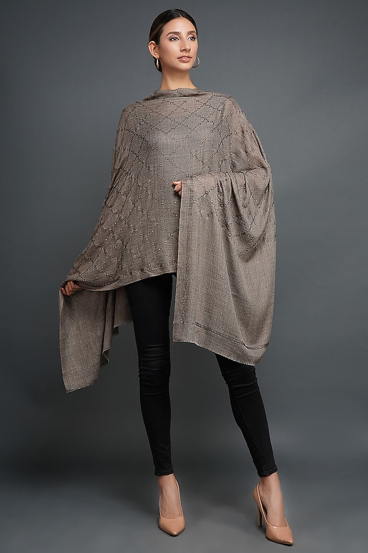 Grey Handmade Stole by DUSALA  ACCESSORIES at Pernia's Pop Up Shop