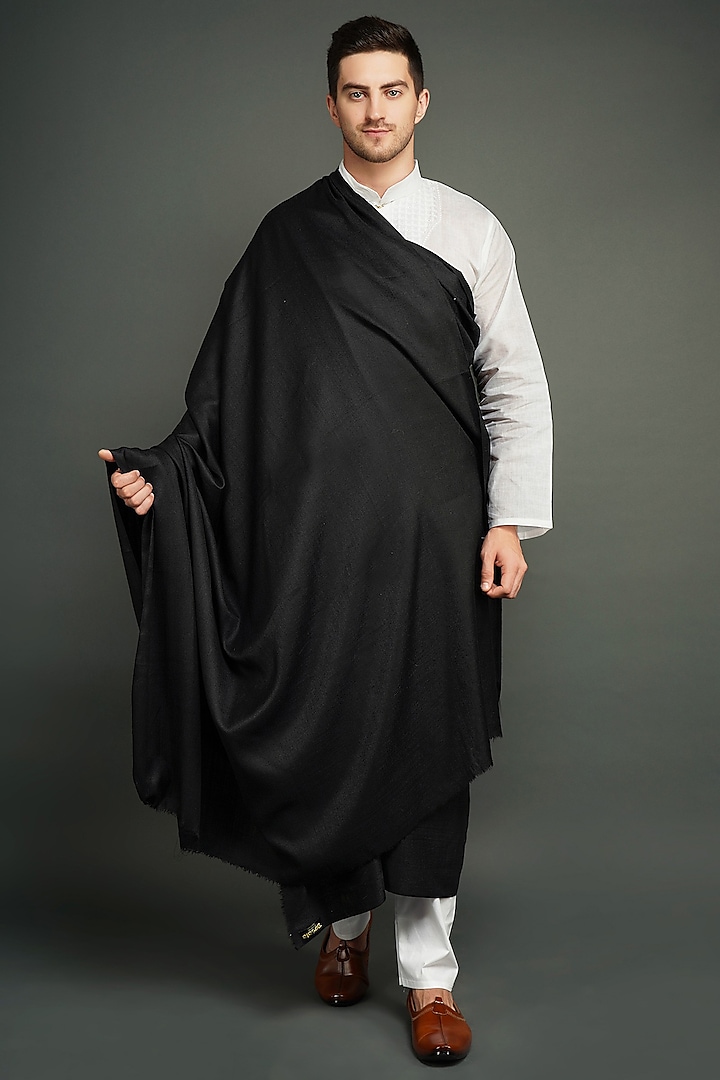 Black Pashmina Shawl by Dusala Men at Pernia's Pop Up Shop