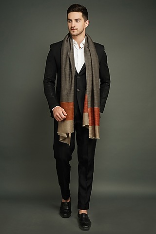 Multi Colored Striped Stole by Dusala Men