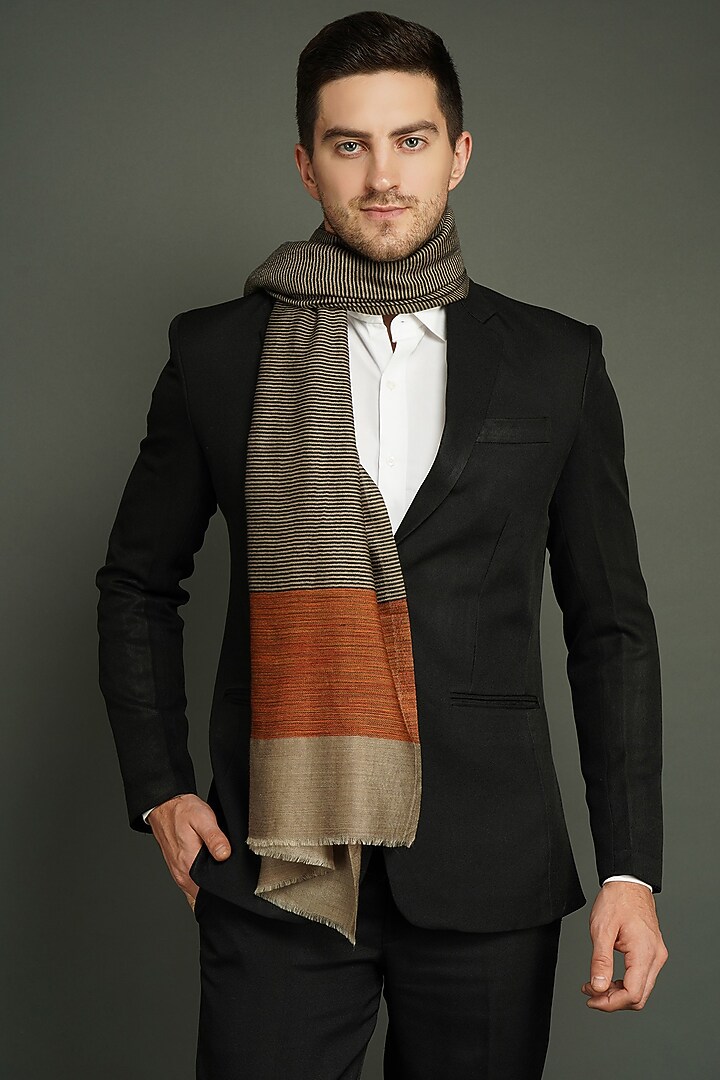 Multi Colored Striped Stole by Dusala Men at Pernia's Pop Up Shop