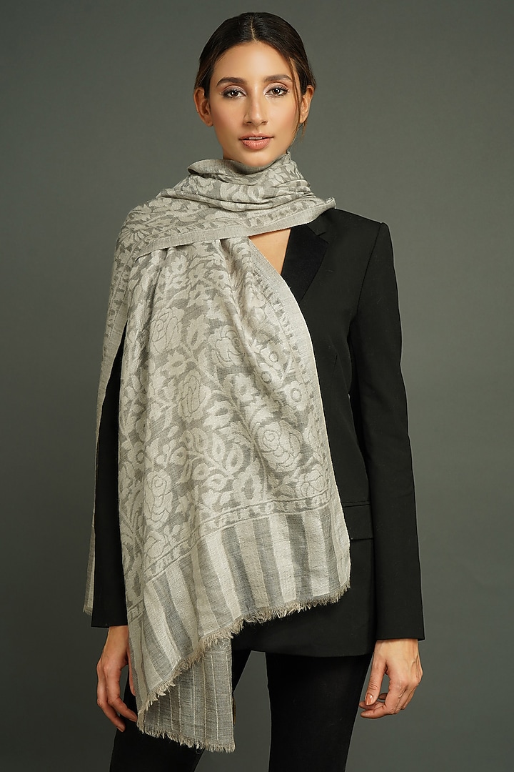 Grey Handmade Stole by DUSALA ACCESSORIES at Pernia's Pop Up Shop