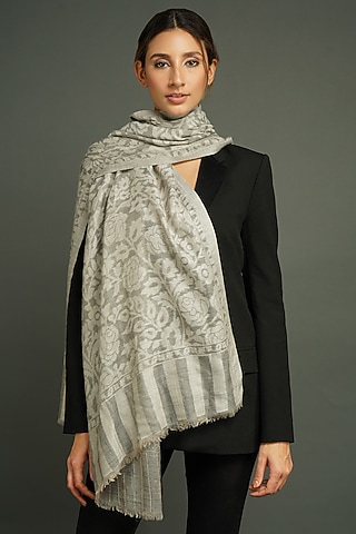 Grey Handmade Stole by DUSALA  ACCESSORIES