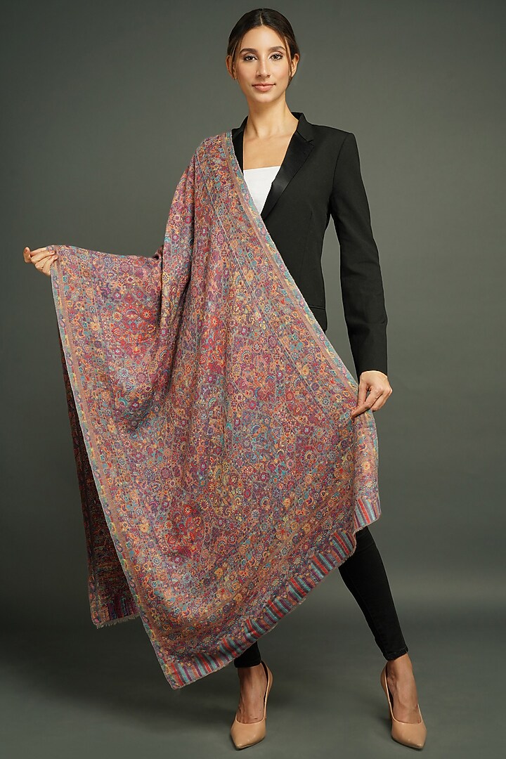 Pink Cashmere Fine Wool Stole by DUSALA  ACCESSORIES at Pernia's Pop Up Shop