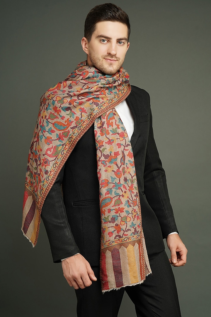 Multi Colored Cashmere Fine Wool Stole by Dusala Men at Pernia's Pop Up Shop