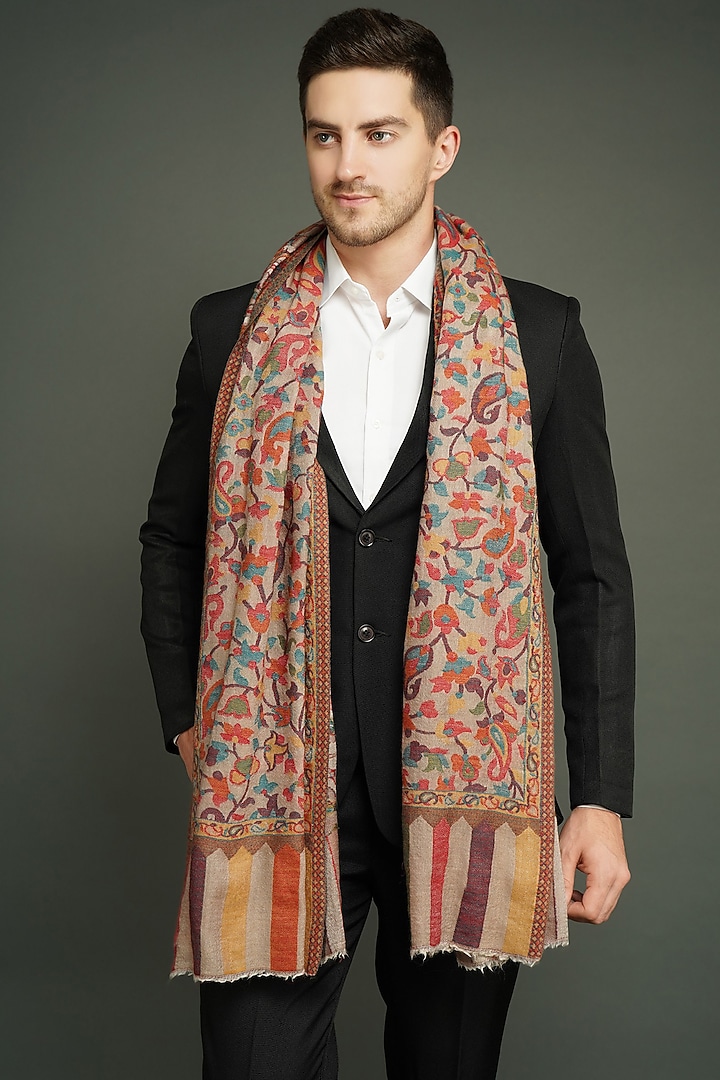 Multi Colored Cashmere Fine Wool Stole by Dusala Men at Pernia's Pop Up Shop