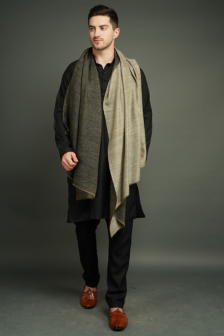 Grey Pashmina Blend Stole by Dusala Men