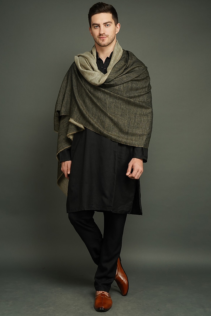 Grey Pashmina Blend Stole by Dusala Men at Pernia's Pop Up Shop