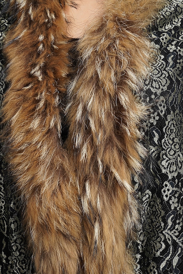 Black Pashmina & Fur Stole by DUSALA ACCESSORIES at Pernia's Pop Up Shop