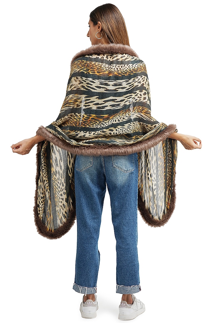 Brown Animal Printed Stole by DUSALA ACCESSORIES at Pernia's Pop Up Shop