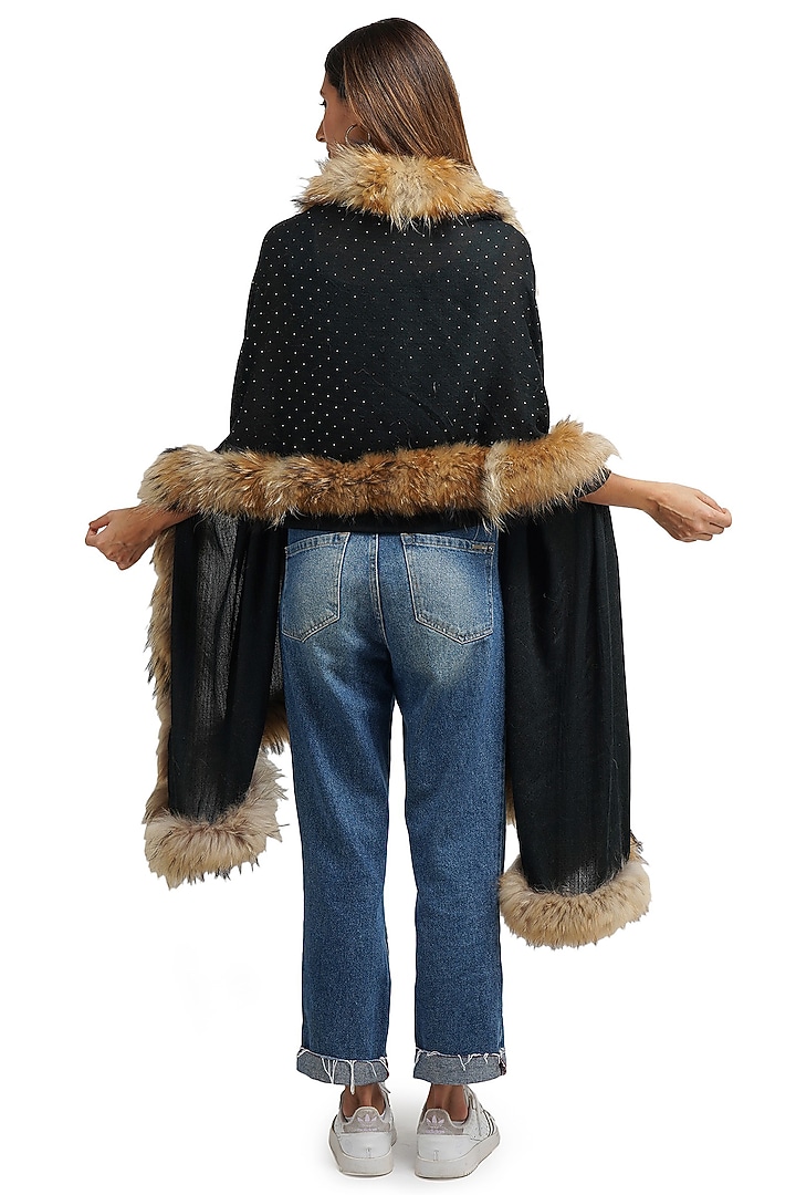 Black Stole In Pashmina Blend by DUSALA ACCESSORIES at Pernia's Pop Up Shop