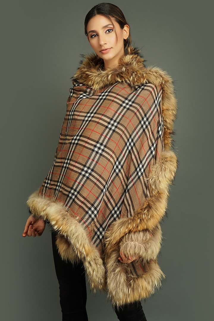 Brown Checkered Stole by DUSALA ACCESSORIES at Pernia's Pop Up Shop