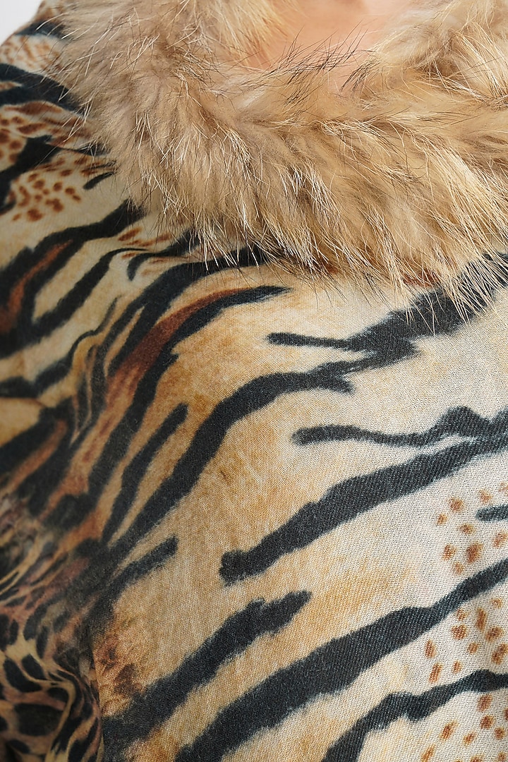 Brown Stole With Animal Print by DUSALA ACCESSORIES at Pernia's Pop Up Shop