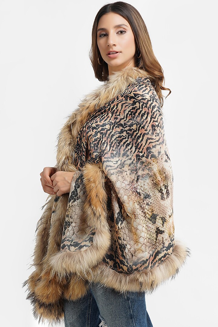 Brown Stole With Animal Print by DUSALA ACCESSORIES at Pernia's Pop Up Shop